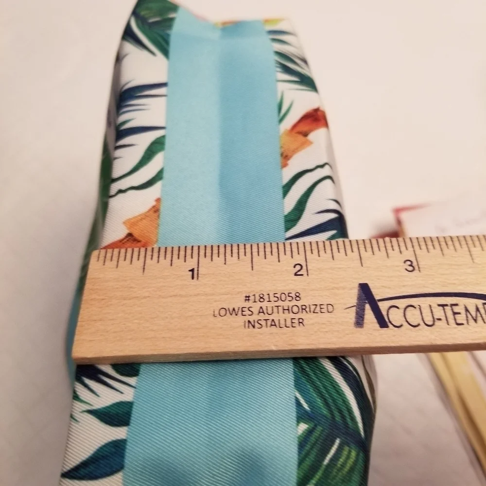 Estee Lauder Tropical Print Cosmetic Bag - Blue and Green